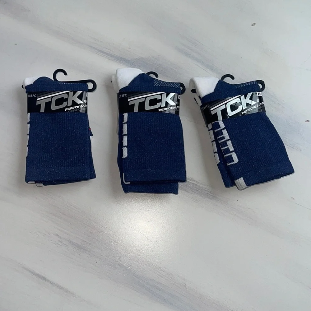 TCK Performance Socks New size: XS youth 8-12 blue x3